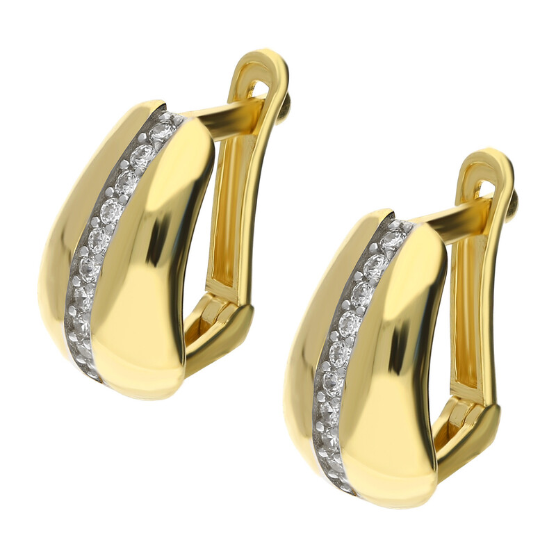 Kolczyki złote blaszki z cyrkoniami na środku/ang.zap. AR VX6-VX5ZE200488-YW próba 585