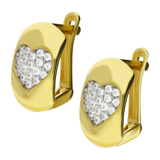 Kolczyki złote blaszki z sercem z cyrkoniami/ang.zap. AR VX6-VX6ZE200487-YW próba 375