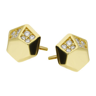 Kolczyki złote sześciokąt 3D z cyrkoniami/sztyft AR VX8-VX7ZE0330-LP próba 375