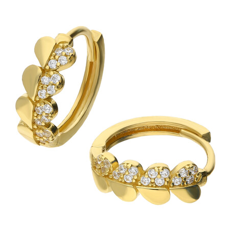 Kolczyki złote kółka serca z cyrkoniami 10mm/zatrzask AR VX9-VX9ZH0203 próba 585