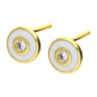 Kolczyki złote kółko z białą emalią i cyrkonią/sztyft  AR VXXCE6552-1-FCZ próba 375