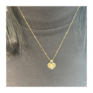 Krzyżyk złoty z cyrkoniami w sercu S3 ELEP-0089 próba 585