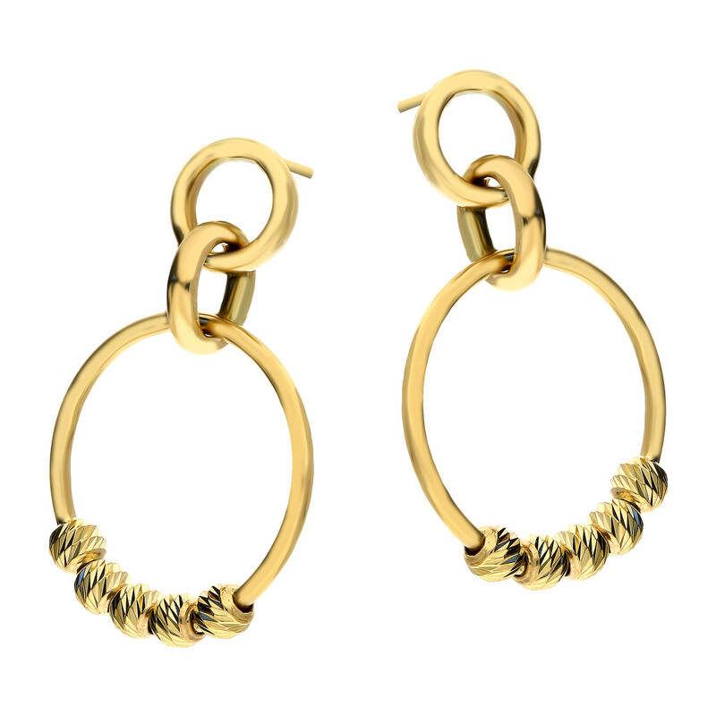 Kolczyki złote kółko z grawerowanymi kulkami/sztyft AR XXTE13499-MDC próba 375