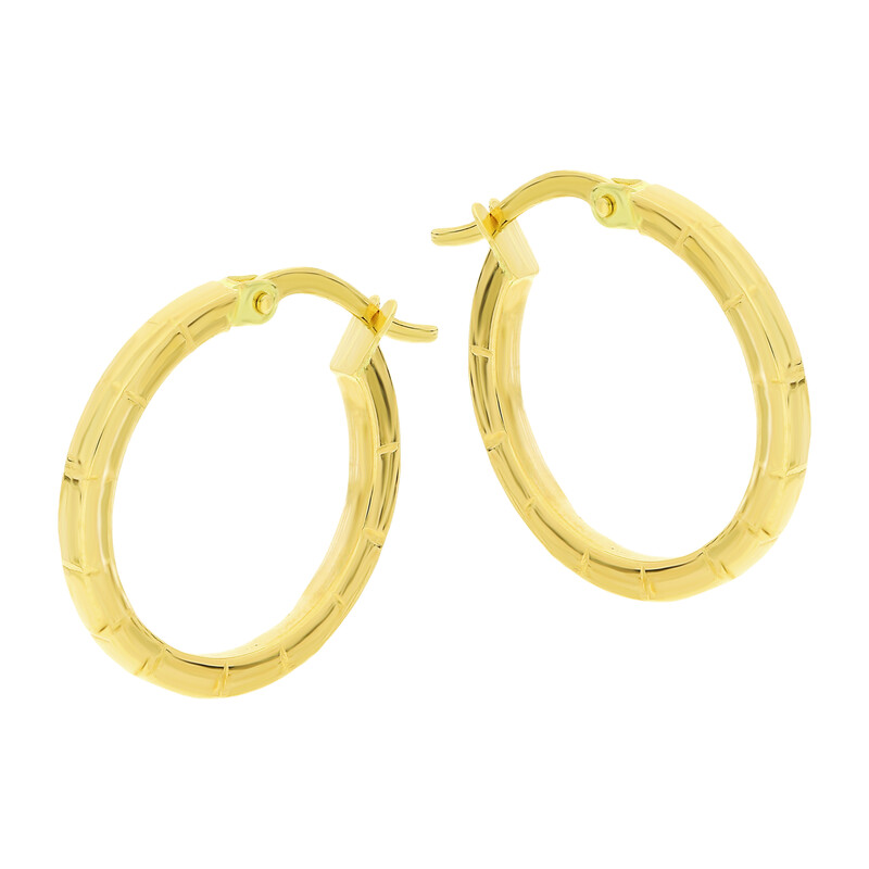 Kolczyki złote kółka szarniry 15 mm kwadratowe z nacięciami/ang.zap. AR XDCTE13216 próba 585