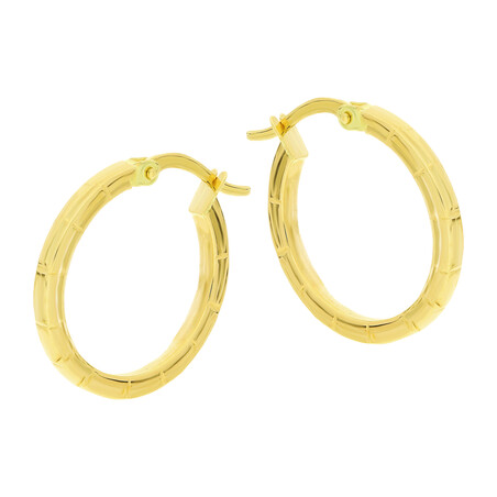 Kolczyki złote kółka szarniry 15 mm kwadratowe z nacięciami/ang.zap. AR XDCTE13216 próba 585