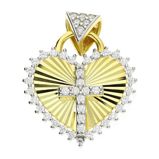 Krzyżyk złoty z cyrkoniami w sercu S3 ELEP-0089 próba 585