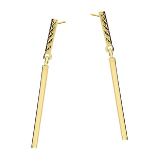 Kolczyki złote prostokąt gładki i grawerowany/sztyft  AR XXDCTE13112 próba 585