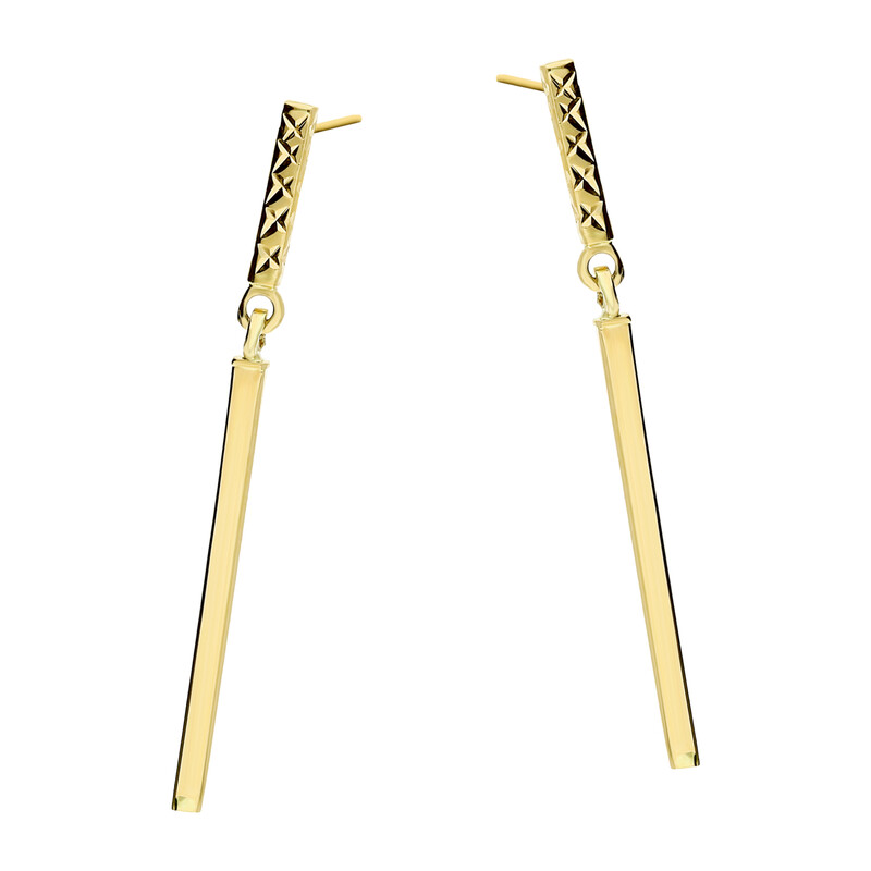 Kolczyki złote prostokąt gładki i grawerowany/sztyft  AR XXDCTE13112 próba 585