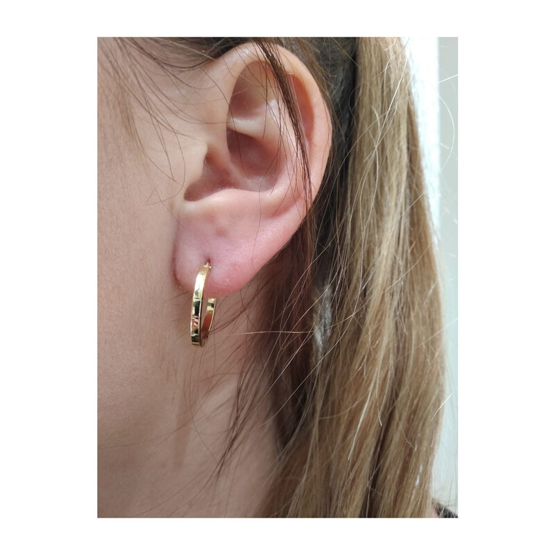 Kolczyki złote kółka szarniry 15 mm kwadratowe z nacięciami/ang.zap. AR XDCTE13216 próba 585