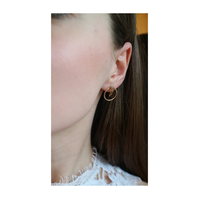 Kolczyki złote kółko z ażurowym skrzydłem/sztyft AR XXTE11244 próba 585