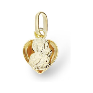 Medalik złoty z wizerunkiem Matki Boskiej Częstochowskiej serce żłobione nr CB M-1216m próba 333 Sezam - 1