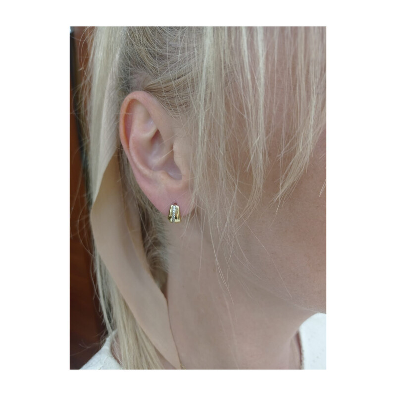 Kolczyki złote blaszki z cyrkoniami na środku/ang.zap. AR VX6-VX5ZE200488-YW próba 585