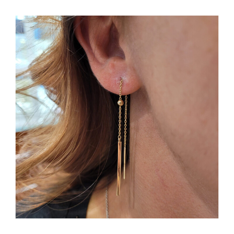 Kolczyki złote pałka na łańcuszku/przeciągane AR X3TE10216 próba 375