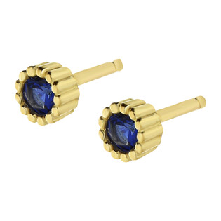 Kolczyki złote szafirowa cyrkonia w oprawie bead/sztyft NB NK236 SA BEADS próba 375