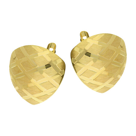 Kolczyki złote trójkątne grawerowane blaszki/ang.zap. S3 SE-12 próba 585