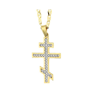 Złoty krzyżyk prawosławny z dopasowanym łańcuszkiem M2 96-9058-CR+FPBCGDE 065 próba 585