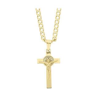 Złoty krzyż św. Benedykta z dopasowanym łańcuszkiem M2 C-0847-1+GAXPDE 0+1 080 próba 585