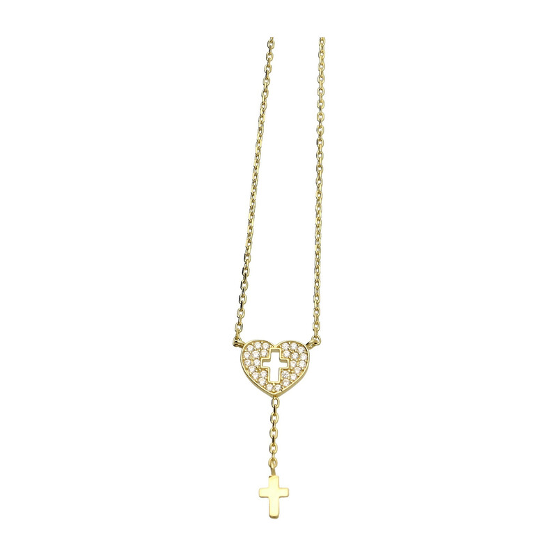 Naszyjnik serce z krzyżem ażur+cyr./krawat AR YFFOR6N0684-FCZ próba 375