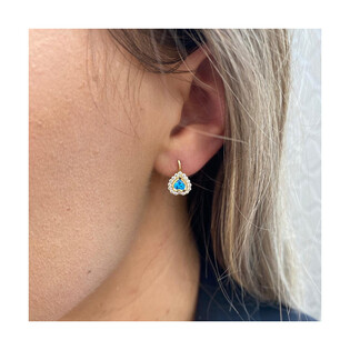 Kolczyki złote dla dziewczynki z jasnoniebieską cyrkonią w formie serca/ang.zap. S3 SYS-26 JN próba 375