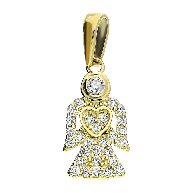 Medalik złoty anioł z cyrkoniami MZ T23-P-1811-CZ próba 585