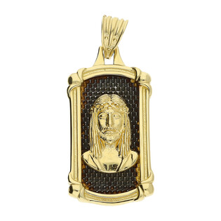Medalik złoty głowa Pana Jezusa w prostokącie próba 585