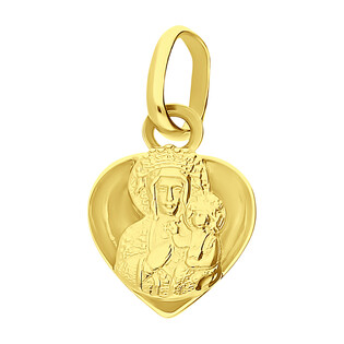 Medalik złoty Częstochowska w żłobionym sercu CB M-1217 próba 333