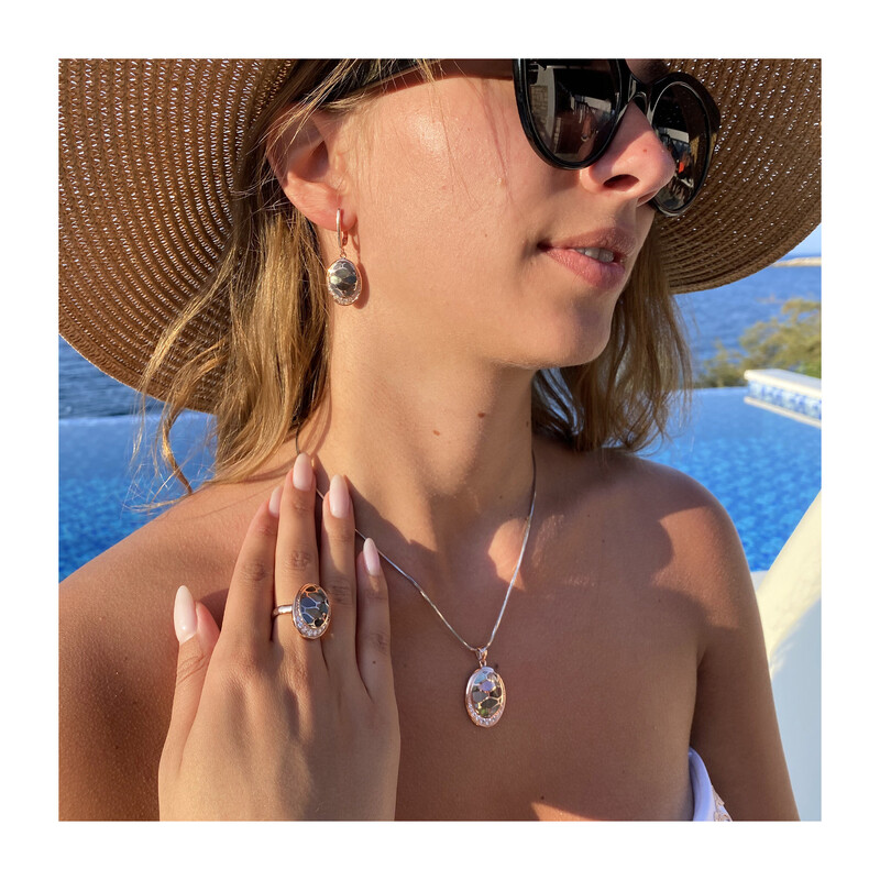 Kolczyki owal z masą perłową i cyrkoniami NJ21 2610396 próba 925