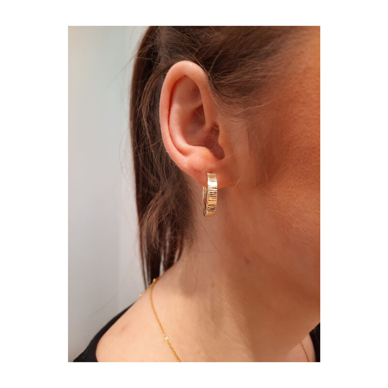 Kolczyki złote płaskie kółka z grawerem 20mm/zatrzask AR VXXDCRCTH0002X4-15-336 próba 375