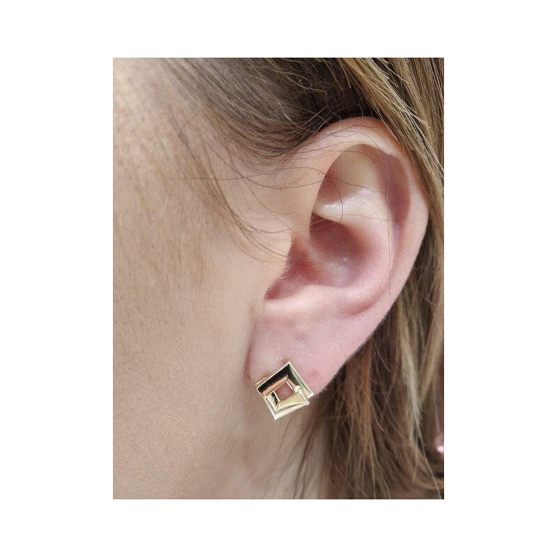 Kolczyki złote załamany romb próba 375