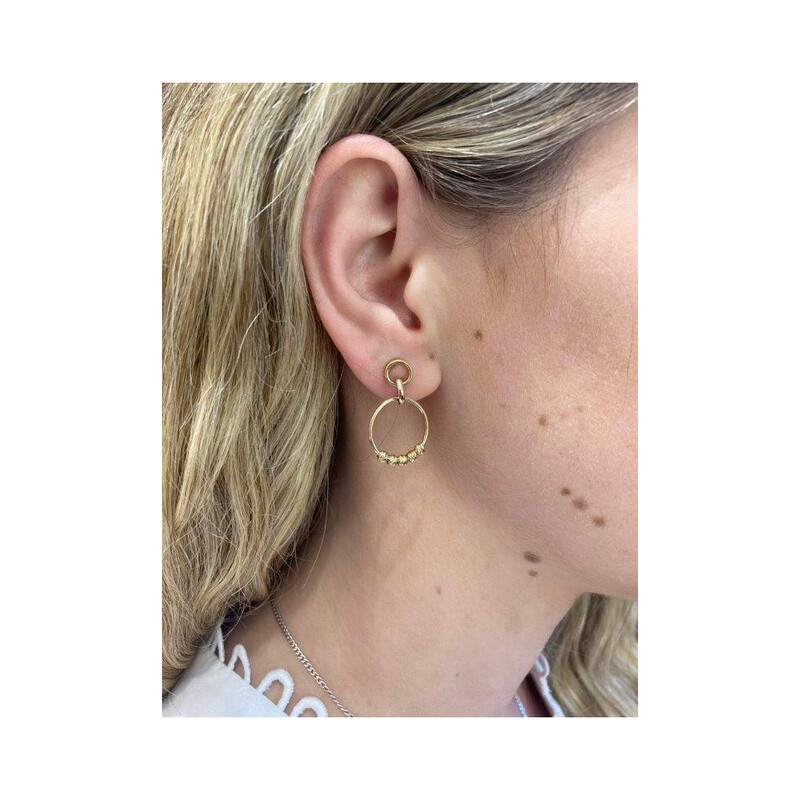 Kolczyki złote kółko z grawerowanymi kulkami/sztyft AR XXTE13499-MDC próba 375