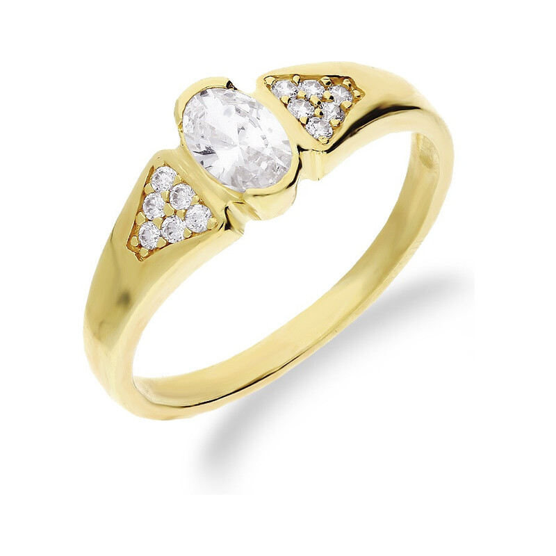 Pierścionek cyrkonia owal b+b w trójkąt x2 ZQ 134 próba 333