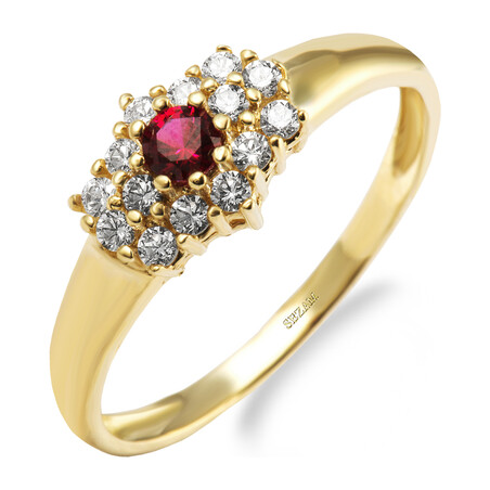 Pierścionek złoty z czerowną cyrkonią ZQ 491 CR próba 375