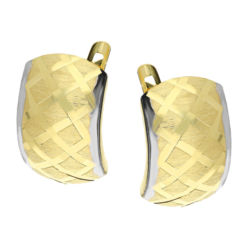 Kolczyki złote blaszki grawerowane beczułki/ang.zap. S3 MLZ4-27-1 próba 585