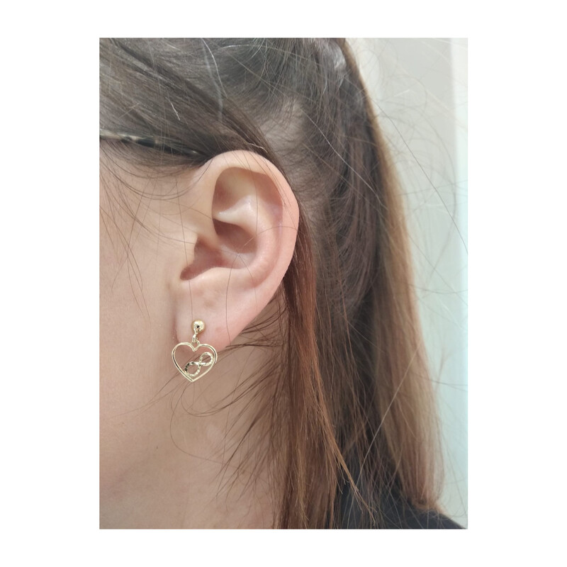 Kolczyki złote serce z infinity/sztyft  AR XXE13095-II-DC próba 375