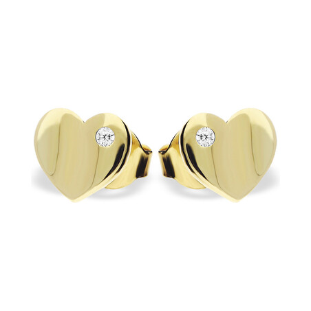 Kolczyki serce gładkie+cyrkonia/sztyft MZ T5-ES-189-CZ próba 585