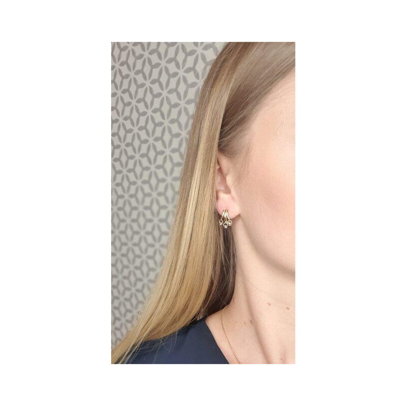 Kolczyki złote kółka z grawerowanymi kulkami w trzech kolorach/zatrzask AR XXNHUE202194-TC-DC próba 375