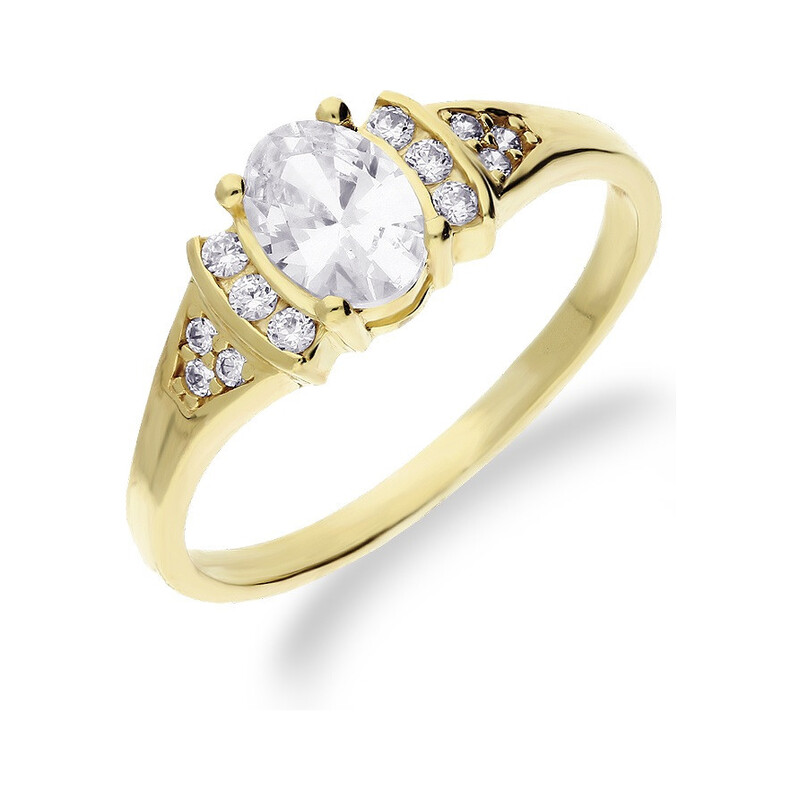 Pierścionek złoty NOBLE z owalną cyrkonią ZQ 147 próba 375