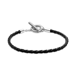 Pleciona skórzana bransoletka Pandora Moments z zapięciem T PE 591675C01 próba 925