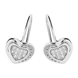Kolczyki srebrne serce z białymi cyrkoniami/big.  AT311 próba 925