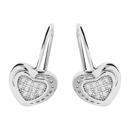 Kolczyki srebrne serce z białymi cyrkoniami/big.  AT311 próba 925
