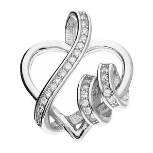 Serduszko srebrne fala i owale z cyrkoniami AT383 próba 925