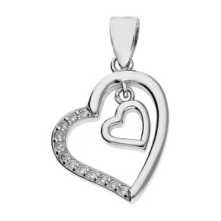 Serduszko srebrne z cyrkoniami i mniejszym sercem AT384 próba 925