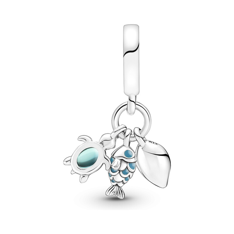 Potrójna zawieszka Ryba, Morski Żółw i Muszla PE 791697C01 próba 925