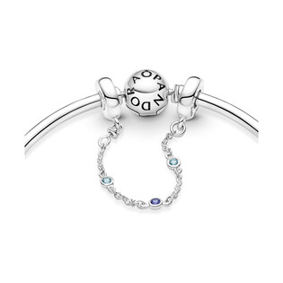 Potrójny łańcuszek bezpieczeństwa z niebieskim kamieniem Pandora PE 791688C01 próba 925