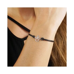 Bransoleta srebrna sznurkowa anioł ażur nr. PW165 czarny próba 925