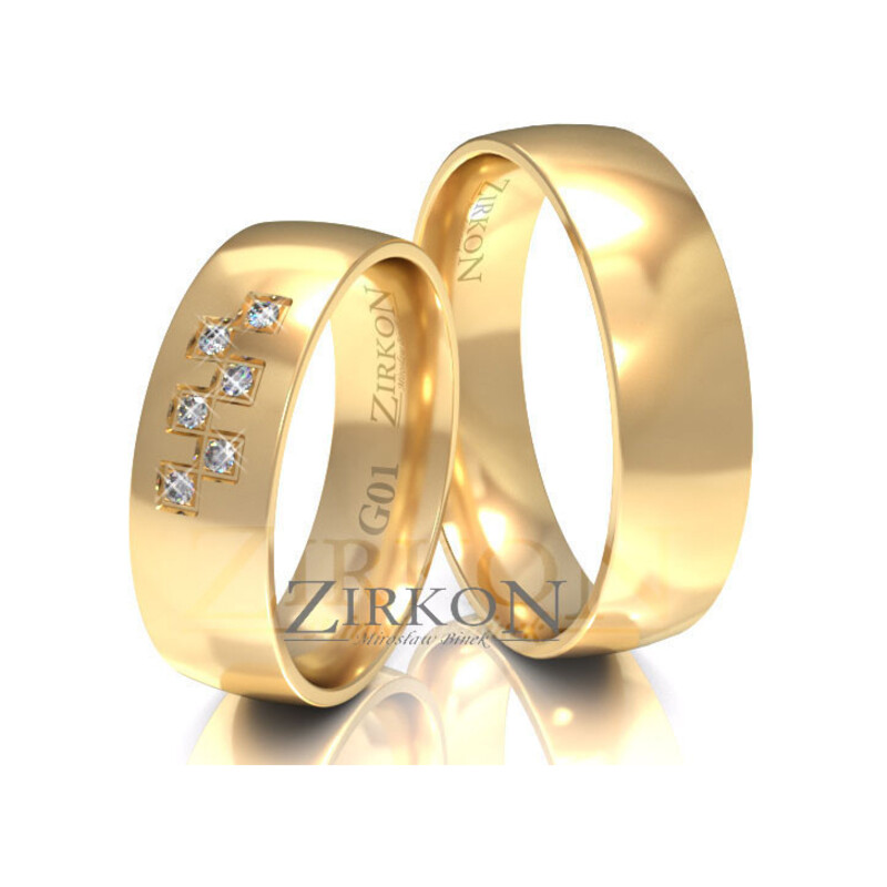 Obrączki ślubne z diamentami ZI G-01 próba 585