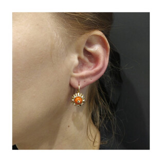 Kolczyki złote z koralem góralskim i cyrkoniami/big.zam. OK1 próba 585