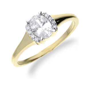 Pierścionek złoty VENUS  z owalną cyrkonią i drobnymi cyrkoniami DJ PREMIUM127M próba 585