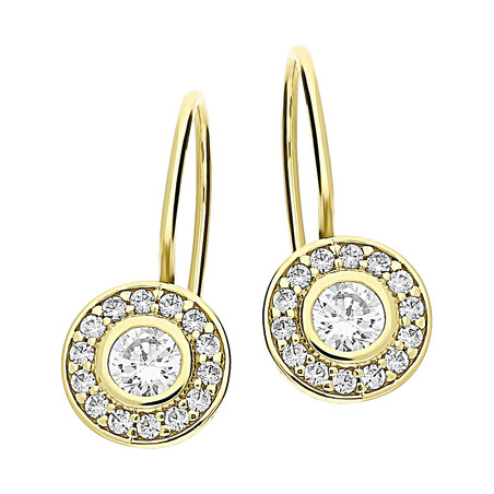 Kolczyki złote okrągła biała cyrkonia/big.zam.  ZQ 510-BIG próba 375