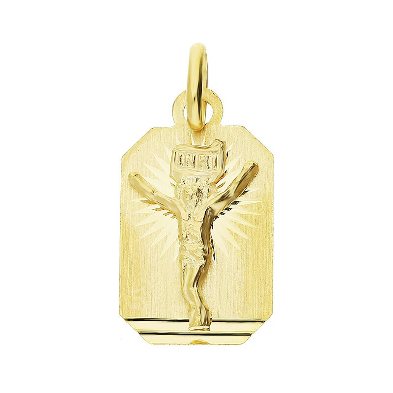 Medalik złoty blaszka Pan Jezusa na krzyżu DJ M-0640 próba 585